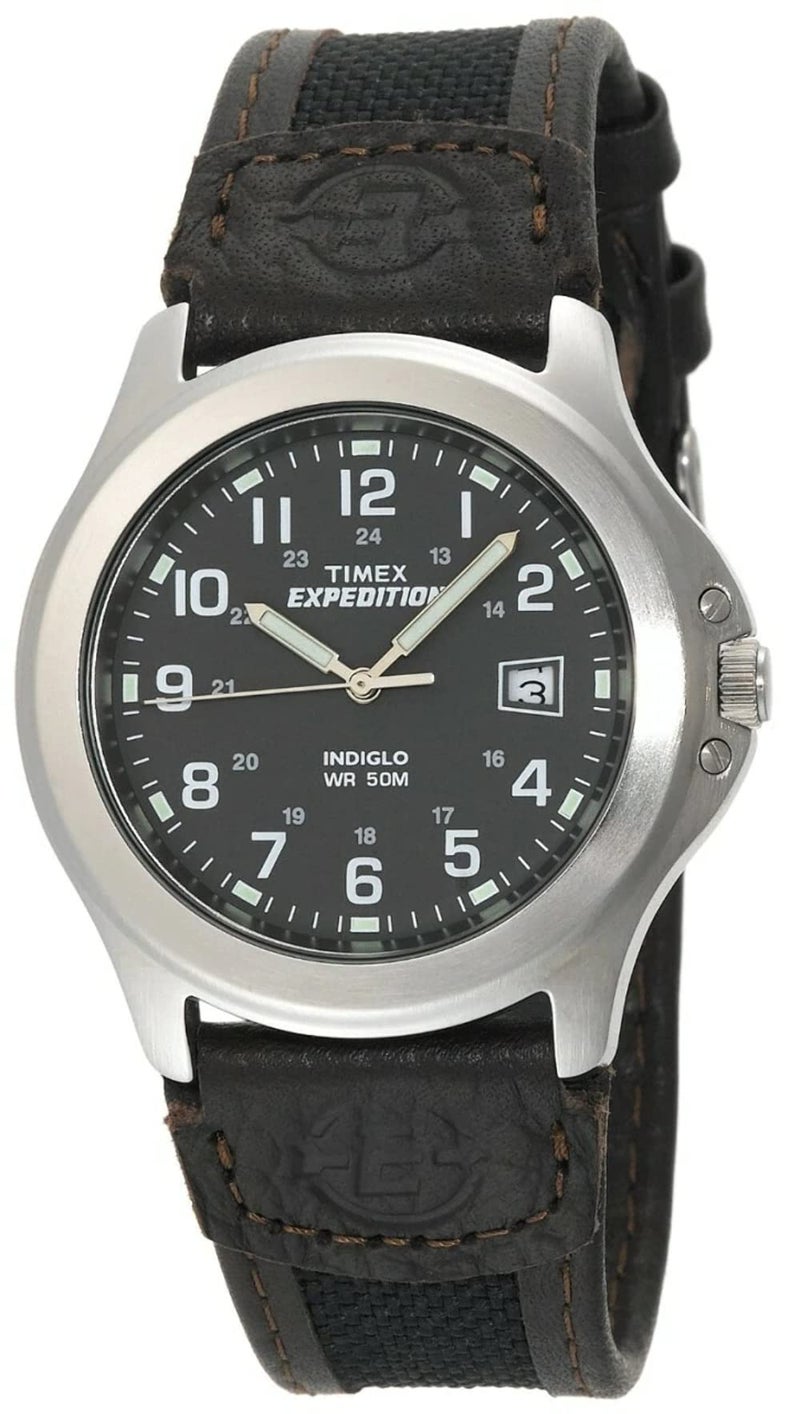 Timex Men's T40091 Expedition Metal Field Black/Brown Nylon/Leather Strap Watch - Image 5