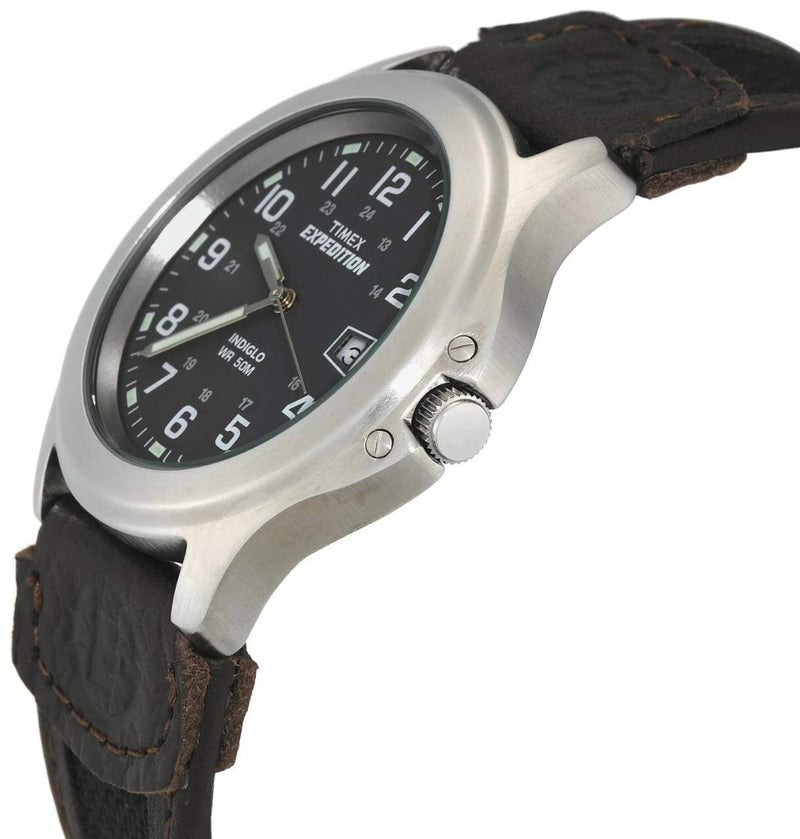 Timex Men's T40091 Expedition Metal Field Black/Brown Nylon/Leather Strap Watch - Image 2