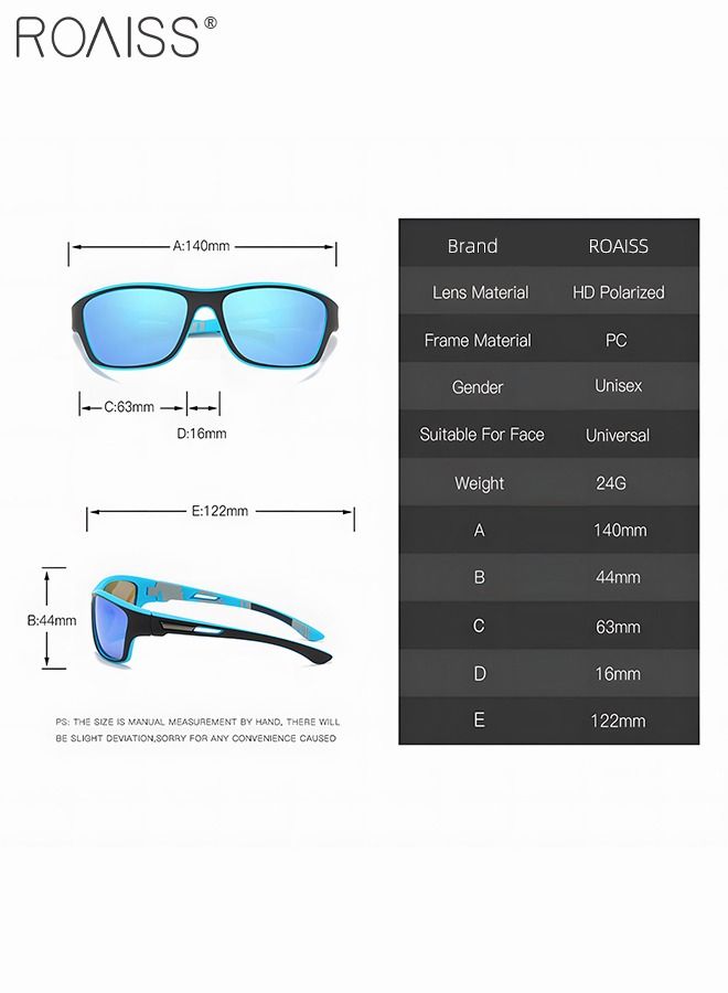 roaiss Polarized Sports Sunglasses for Men Women UV400 Protection Cycling Glasses Goggles for Baseball Running Fishing Driving Blue 63mm - Image 3