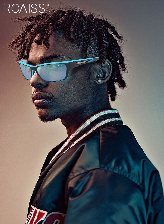 roaiss Polarized Sports Sunglasses for Men Women UV400 Protection Cycling Glasses Goggles for Baseball Running Fishing Driving Blue 63mm - Image 2