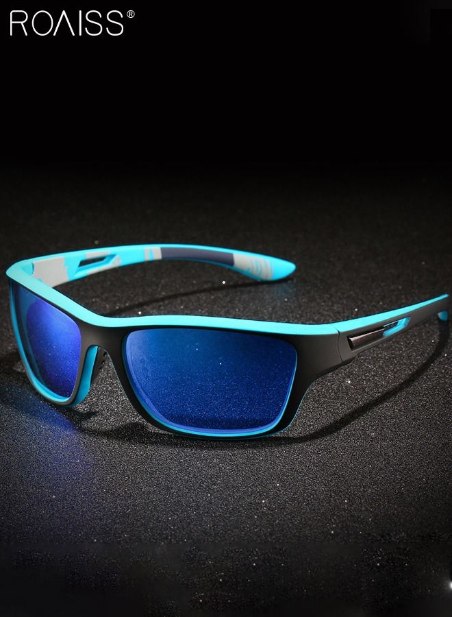 roaiss Polarized Sports Sunglasses for Men Women UV400 Protection Cycling Glasses Goggles for Baseball Running Fishing Driving Blue 63mm - Image 4