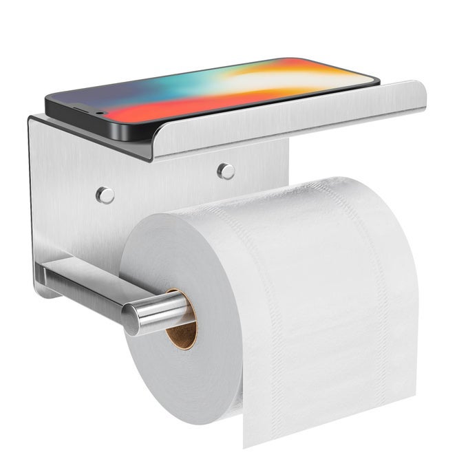 SELFADHESIVE TOILET PAPER ROLL HOLDER WALL MOUNT OR ADHESIVE TOILET PAPER HOLDER WITH SHELFTOILET ROLL HOLDER TISSUE HOLDER FOR BATHROOMWALL TOILET PAPER HOLDER STAINLESS STEELCHROME