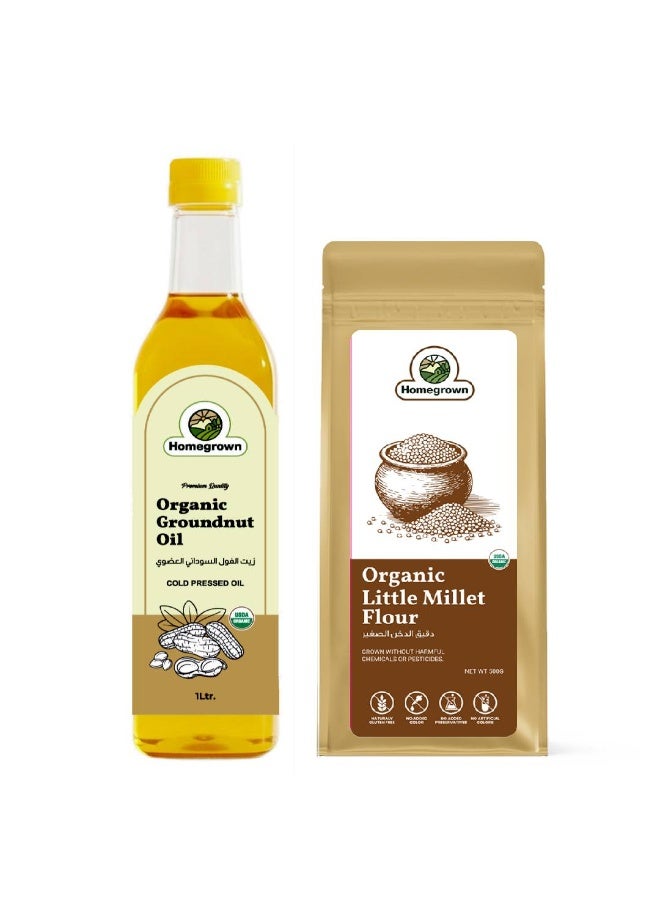 HG Organic Groundnut Oil + HG Organic Little Millet Flour ( Kutki Atta)( 2 Pack  )