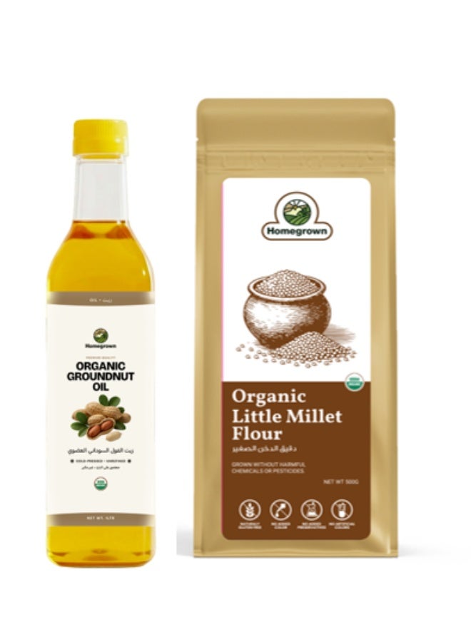HG Organic Groundnut Oil + HG Organic Little Millet Flour ( Kutki Atta)( 2 Pack  )