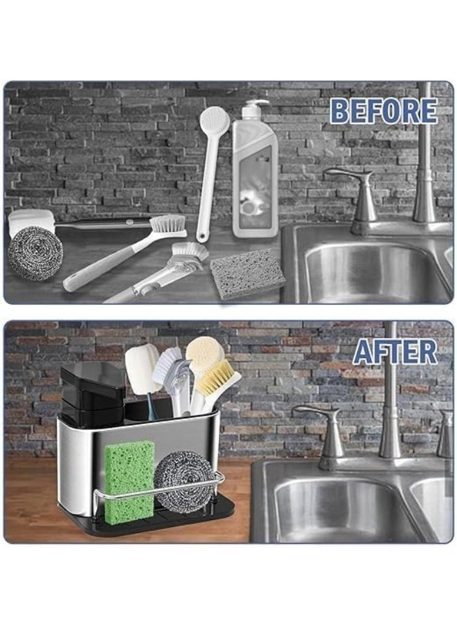 Happy Home 3-in-1 Kitchen Sink Organizer with Dish Soap Dispenser and Sponge Holder  - Image 3