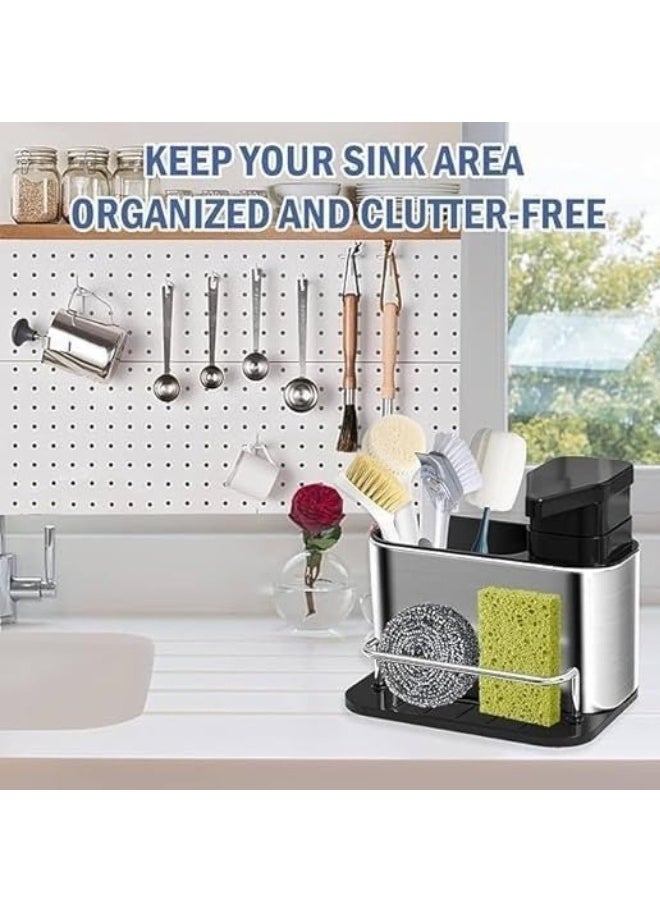 Happy Home 3-in-1 Kitchen Sink Organizer with Dish Soap Dispenser and Sponge Holder  - Image 5