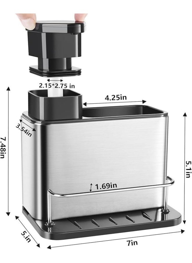 Happy Home 3-in-1 Kitchen Sink Organizer with Dish Soap Dispenser and Sponge Holder  - Image 4