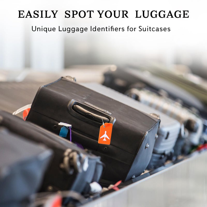 Gostwo 5 Pack Silicone Luggage Tag for Suitcases with Stainless Loop, TSA Approved, Privacy Protection Travel Essentials Bag Tags by Gostwo, Orange  - Image 2