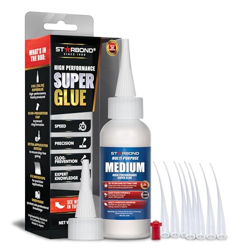 Starbond Medium Super Glue Pro Kit (2 oz) – Strong, Fast-Bonding CA Glue (Cyanoacrylate Adhesive) – with Clog-Resistant Cap, Microtips & Extra Nozzle for Quick Fixes, Woodworking, Hobby Models - Image 1