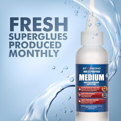 Starbond Medium Super Glue Pro Kit (2 oz) – Strong, Fast-Bonding CA Glue (Cyanoacrylate Adhesive) – with Clog-Resistant Cap, Microtips & Extra Nozzle for Quick Fixes, Woodworking, Hobby Models - Image 2