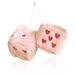ORNALES Heart Embroidered Fuzzy Dice for Car Mirror Pair of 3 Soft Plush Hanging Dice Vintage Couple Car Decoration Accessories Rearview Mirror OrnamentPink Rose Red Dots - Image 2