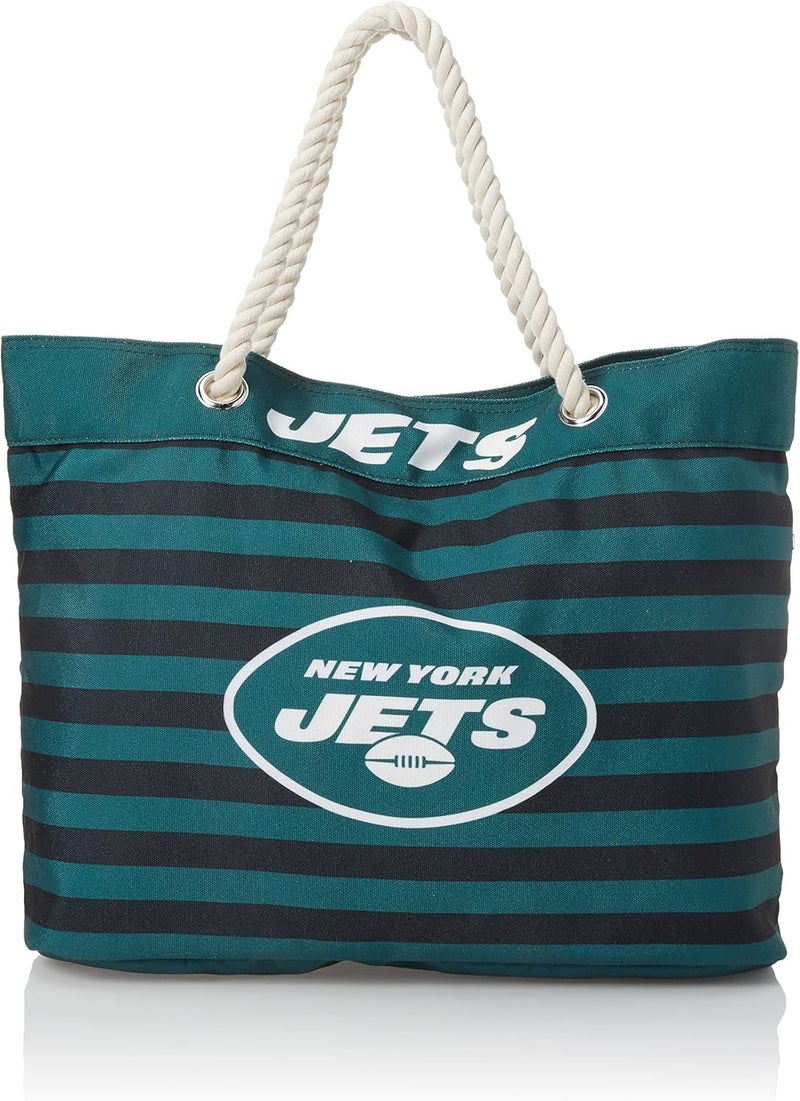 FOCO NFL Team Logo Nautical Stripe Tote Beach Bag - Image 1