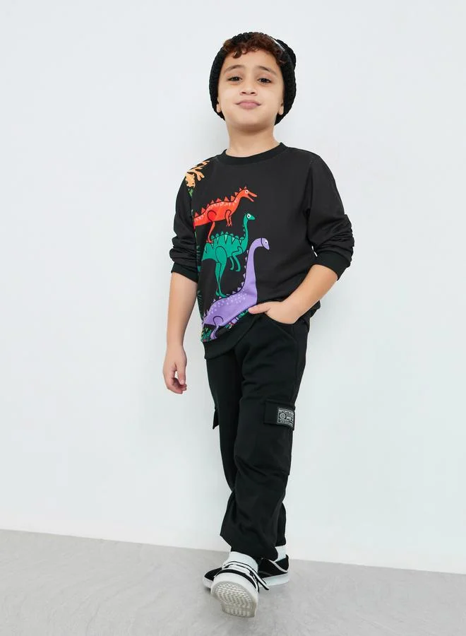 Styli Dino Graphic Print Round Neck Sweatshirt