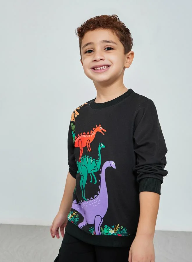 Styli Dino Graphic Print Round Neck Sweatshirt