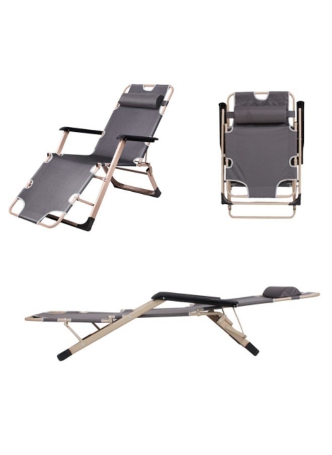 GGEROU - Folding Chaise Lounge Chair Outdoor Patio Pool Beach Lawn Recliner Reclining Zero Gravity Lounge Chair, Beach Sunbath Chair, Grey - Image 1