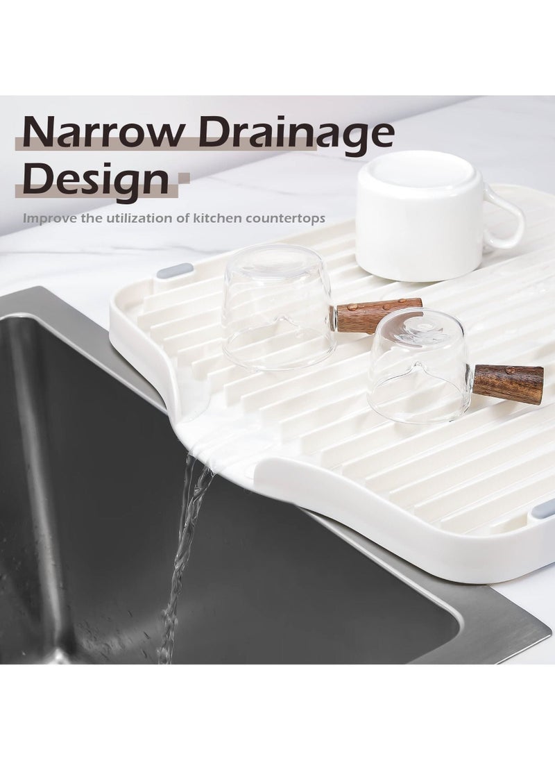 SYOSI Dish Drain Board, Dish Drainer Board for Kitchen Counter Plastic Dish Drying Rack for Home use (White)