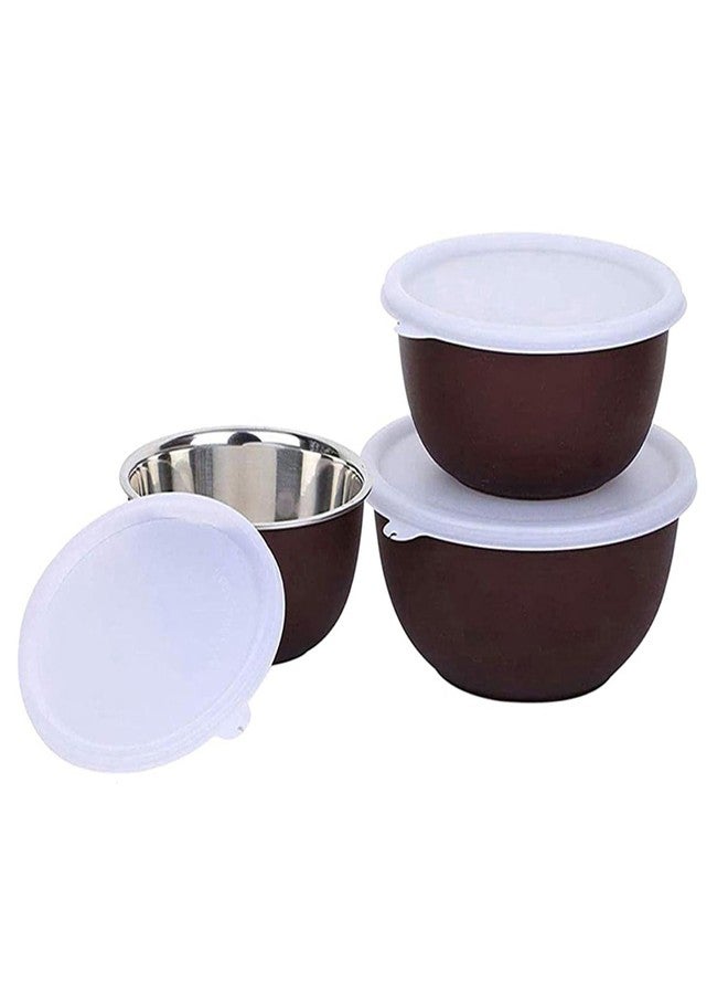 Zaib Stainless Steel Micrwoave Safe Containers with Lid for Kitchen Food Stroage | Euro Mixing Bowls (WL Dark Brown) - Image 2