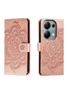 For Xiaomi Redmi Note 13 Pro 4G Sun Mandala Embossing Pattern Phone Leather Case(Rose Gold)