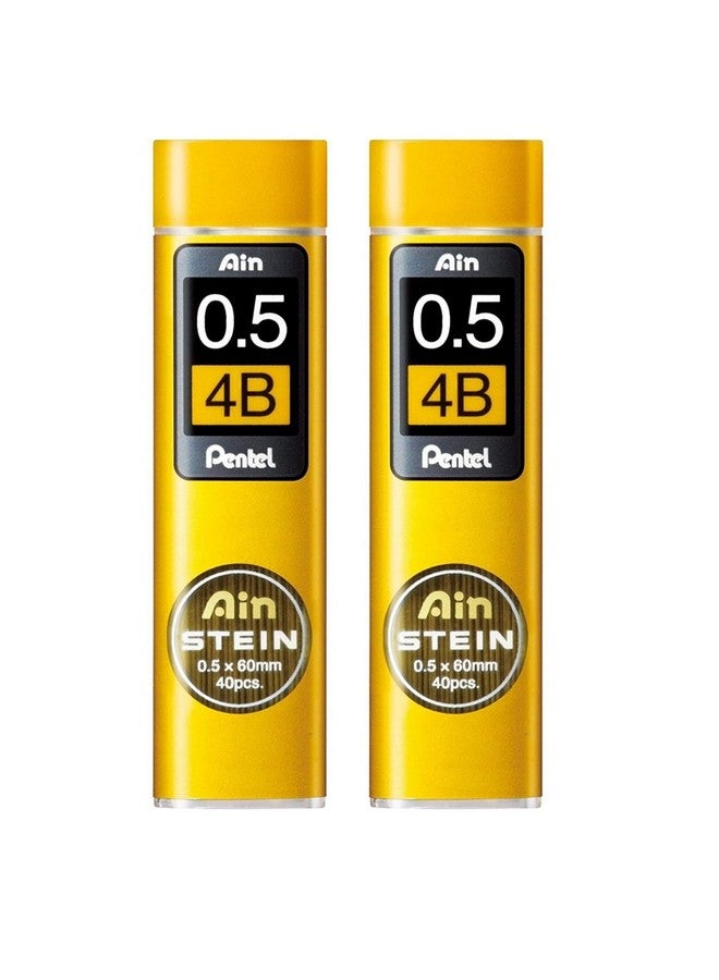 قلم رصاص ميكانيكي بنتل آين شتاين | حجم الرأس 0.5 مم | رصاص من الدرجة 4B | عبوة من 40 قطعة × 2 مجموعة (C275-4B) ، أسود حبر