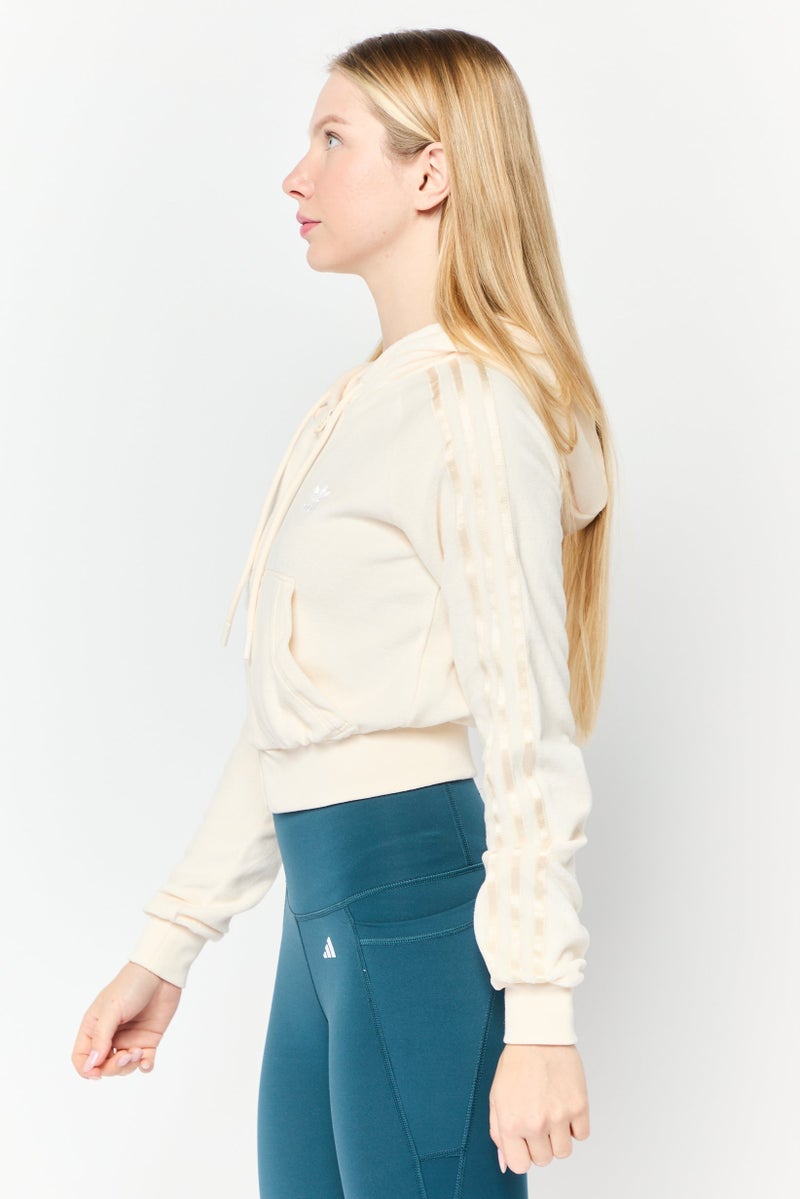 adidas Originals Women Sportswear Fit Long Sleeves Outdoor Hoodie, Cream  - Image 3