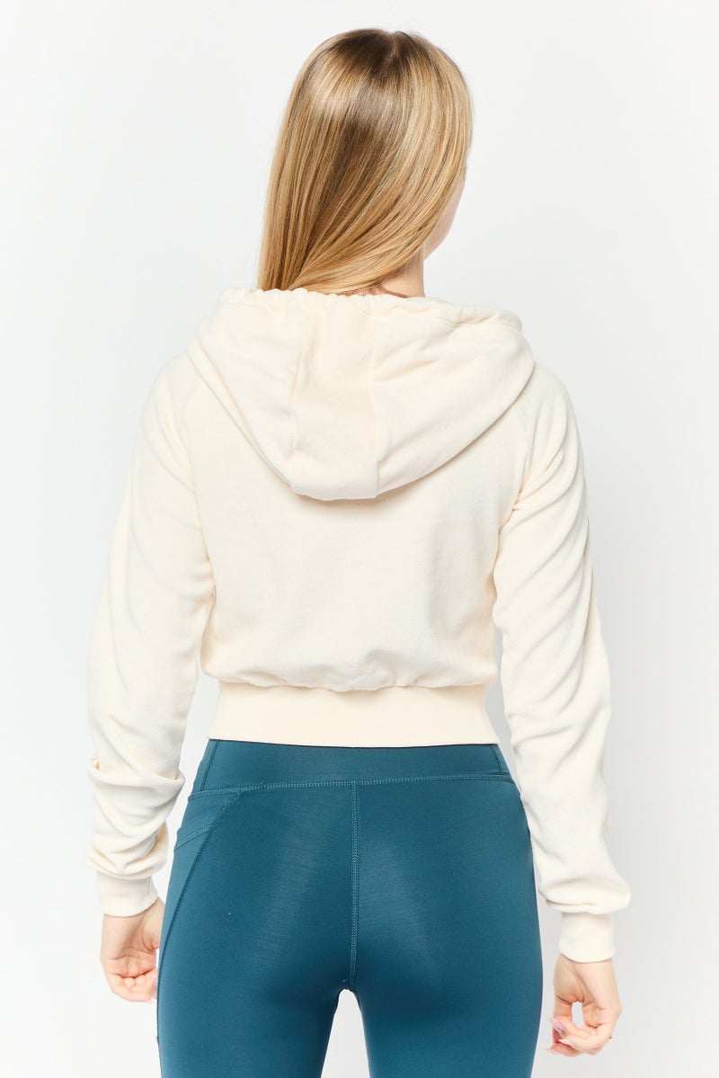 adidas Originals Women Sportswear Fit Long Sleeves Outdoor Hoodie, Cream  - Image 2