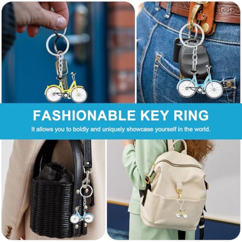 Bike Keychain 3.93 X 2.36 Inches Zinc Alloy Durable Build Couple Keychain - Colorful Two-Piece Set Bicycle Keyring For Cyclist - Image 4