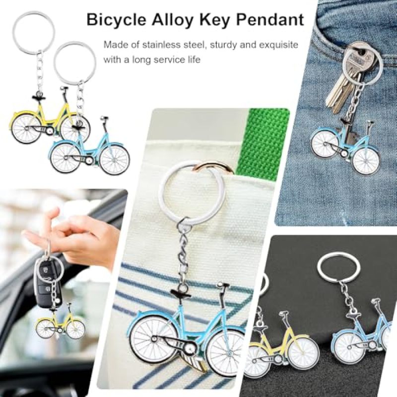 Bike Keychain 3.93 X 2.36 Inches Zinc Alloy Durable Build Couple Keychain - Colorful Two-Piece Set Bicycle Keyring For Cyclist - Image 5