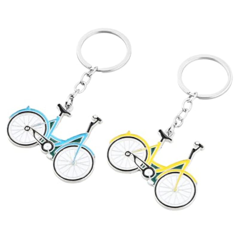 Bike Keychain 3.93 X 2.36 Inches Zinc Alloy Durable Build Couple Keychain - Colorful Two-Piece Set Bicycle Keyring For Cyclist - Image 1