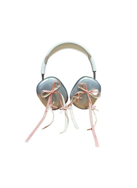 Hanfeng Ribbon Bow For Airpods Max2 Protective Cover For Apple Headwear Ear Cap Earmuffs Earphone Case-Color:Transparent Shell + Three-dimensional Pink Bow-Applicable Models:Universal For Airpods Max/airpods Max2