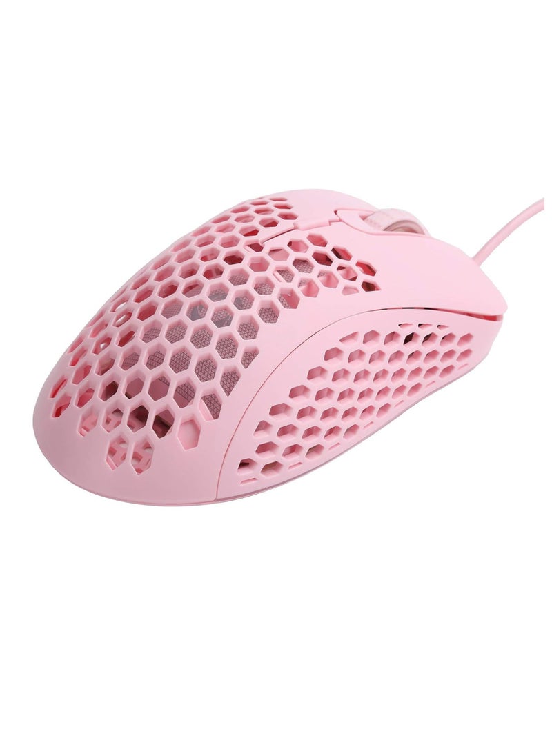 Generic M36 RGB Gaming Mouse Honeycombe Sell USB Wired - RGB Backlit - 5 Button - 6400DPI - Lightweight | Pink  - Image 1