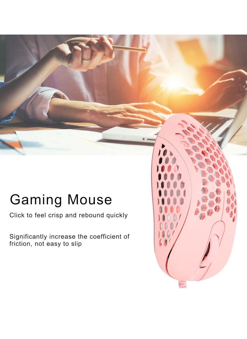 Generic M36 RGB Gaming Mouse Honeycombe Sell USB Wired - RGB Backlit - 5 Button - 6400DPI - Lightweight | Pink  - Image 2
