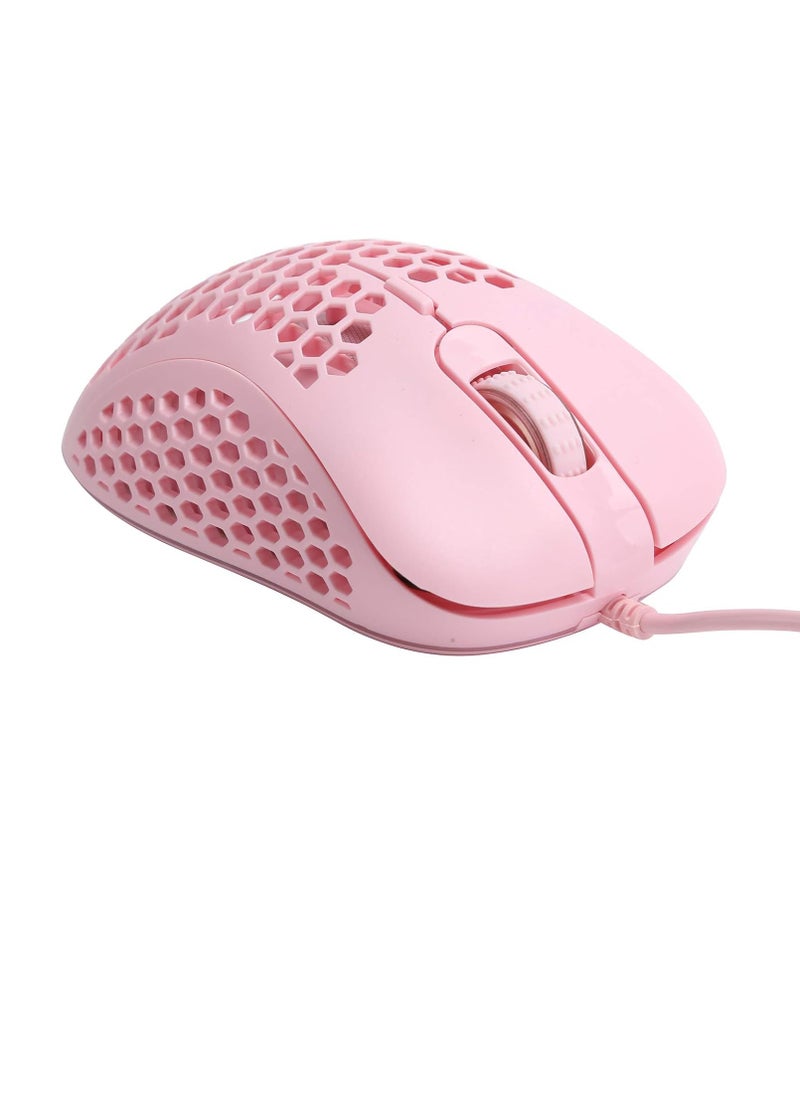 Generic M36 RGB Gaming Mouse Honeycombe Sell USB Wired - RGB Backlit - 5 Button - 6400DPI - Lightweight | Pink  - Image 4
