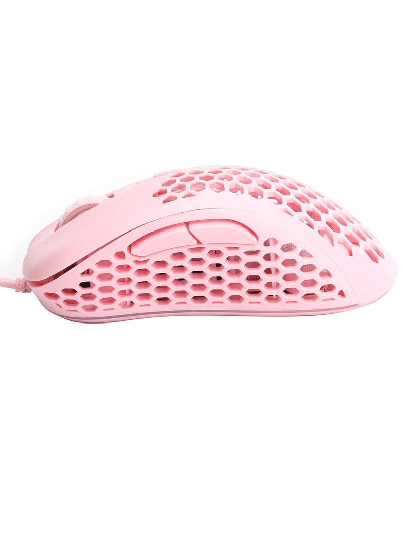 Generic M36 RGB Gaming Mouse Honeycombe Sell USB Wired - RGB Backlit - 5 Button - 6400DPI - Lightweight | Pink  - Image 5