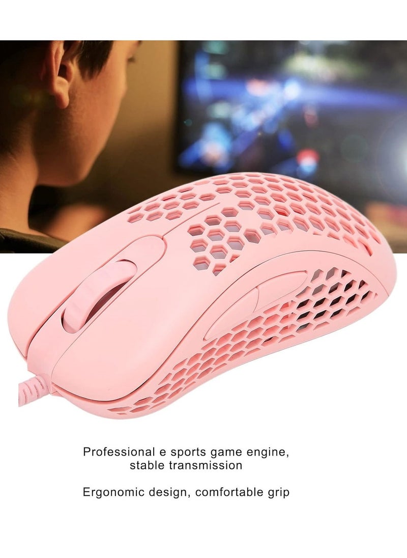 Generic M36 RGB Gaming Mouse Honeycombe Sell USB Wired - RGB Backlit - 5 Button - 6400DPI - Lightweight | Pink  - Image 3