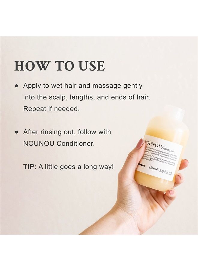 Davines NOUNOU Shampoo | Hydrating Deep Shampoo for Bleached, Permed, Relaxed, Damaged Hair or Very Dry Hair | Replenishes Chemically Processed Hair | 8.45 fl oz (Pack of 1) - Image 5