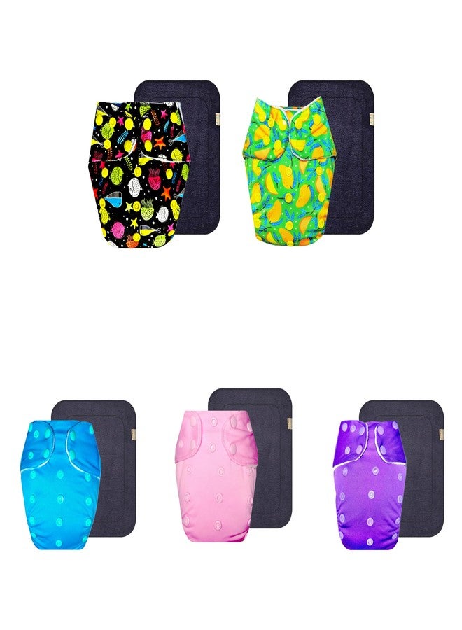 حفاضات قماشية فاخرة من دمبلدو مع حشوة سوداء (عبوة من 5) | ملائمة تمامًا | وسادة ماصة من 6 طبقات | سريعة الجفاف | مثالية للأطفال الصغار | من 3 أشهر إلى 3 سنوات | للجنسين - Image 1