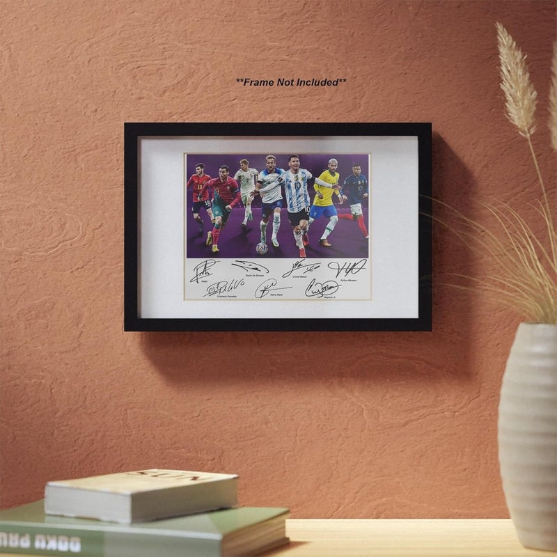 EMODA Premium Canvas Digital Print Football Legends Poster A4 Size 21x29.7 cm, Messi Ronaldo Mbappe Neymar Kane De Bruyne Pedri Unframed Wall Art, Soccer Stars Collage Poster Room Decor - Image 3