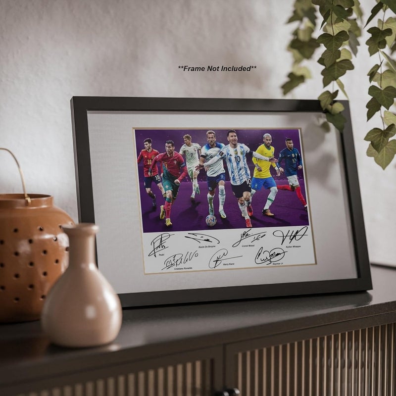 EMODA Premium Canvas Digital Print Football Legends Poster A4 Size 21x29.7 cm, Messi Ronaldo Mbappe Neymar Kane De Bruyne Pedri Unframed Wall Art, Soccer Stars Collage Poster Room Decor - Image 4