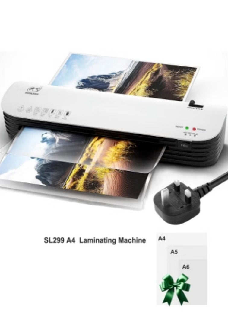 SL299 Hot And Cold Laminating Machine, A4 Laminator Machine Set, 2 Roller System Thermal Laminator with ABS Button for for Home Office School Use, 9 inches Max Width(With Laminating Pouches)