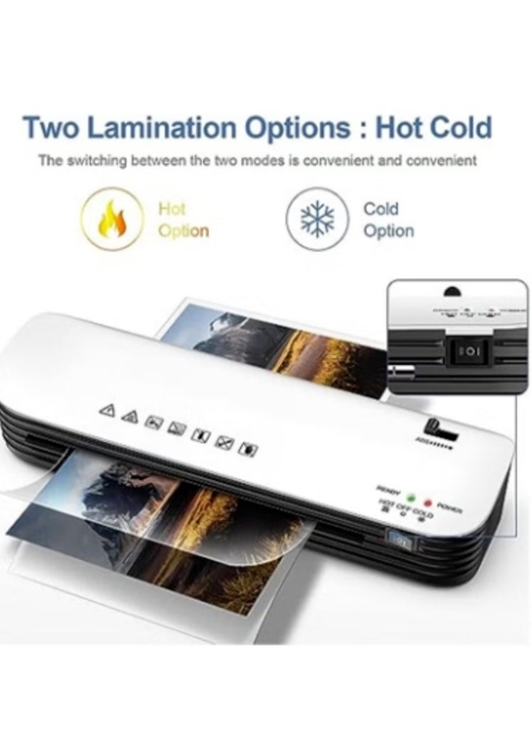 SL299 Hot And Cold Laminating Machine, A4 Laminator Machine Set, 2 Roller System Thermal Laminator with ABS Button for for Home Office School Use, 9 inches Max Width(With Laminating Pouches)