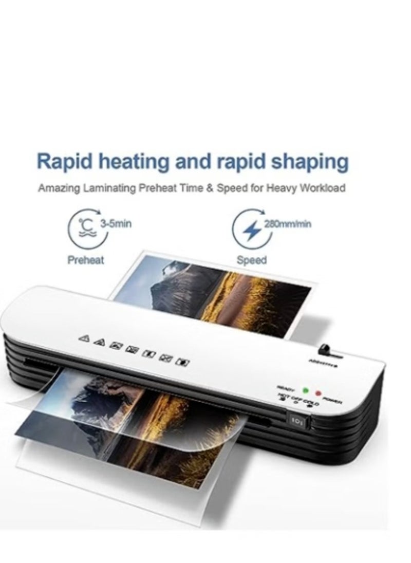 SL299 Hot And Cold Laminating Machine, A4 Laminator Machine Set, 2 Roller System Thermal Laminator with ABS Button for for Home Office School Use, 9 inches Max Width(With Laminating Pouches)