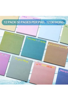 SYOSI Inspirational Sticky Notes, 12 Pieces 50 Sheets Each Inspirational Memo Pads Set, Extra sticky notes for Note Taking, Reminders, Self Stick Pads Sticky Notes Cute Paper Stationery for Office  - Image 2