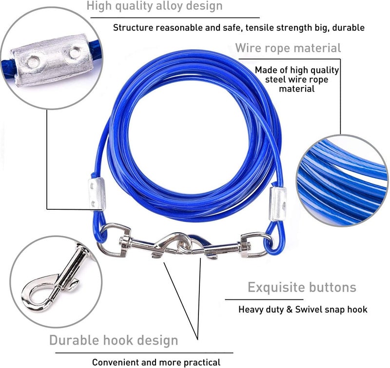 EvilplanDog Tie Out Cable and Stake, 16ft Outside Dog Leash&Chain for Camping and Yard, 16'' Heavy Duty Anti Rust Spiral Stake for Medium-Large Dogs Up to 125 lbs - Image 5