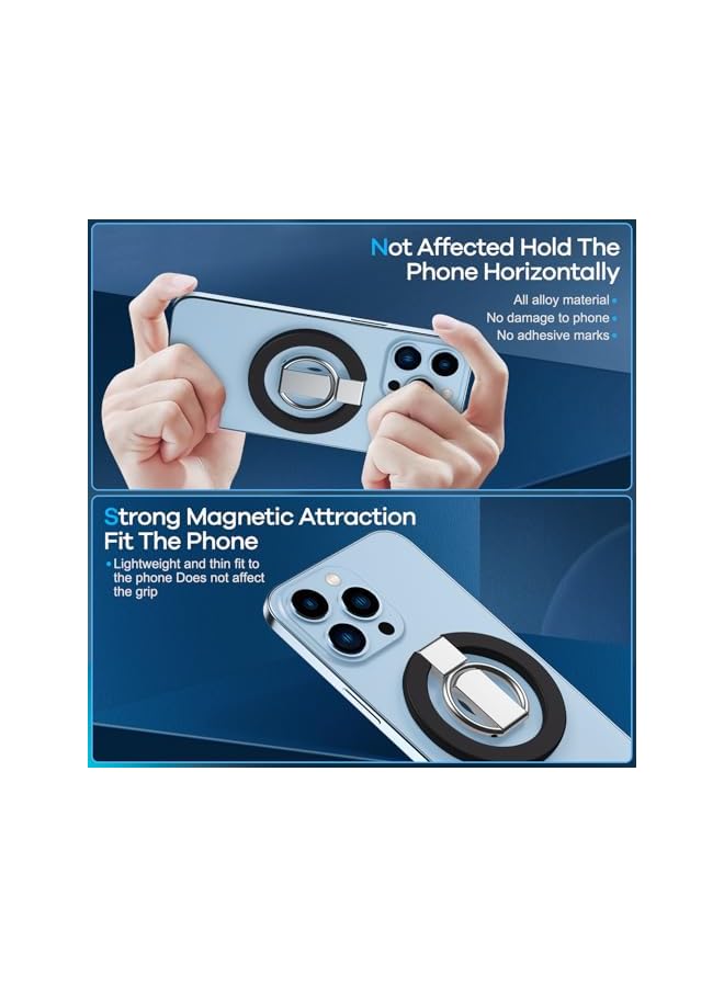 S-TOP Magnetic Phone Ring Holder, Magnetic Finger Ring Grip Stand, Compatible with iPhone and Smartphones, Black Accessories - Image 2
