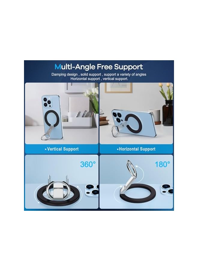 S-TOP Magnetic Phone Ring Holder, Magnetic Finger Ring Grip Stand, Compatible with iPhone and Smartphones, Black Accessories - Image 4