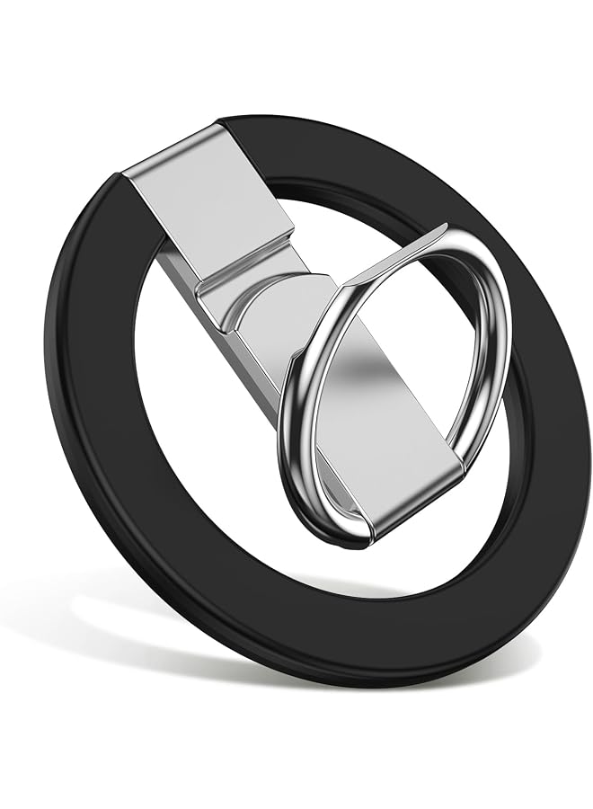 S-TOP Magnetic Phone Ring Holder, Magnetic Finger Ring Grip Stand, Compatible with iPhone and Smartphones, Black Accessories - Image 1