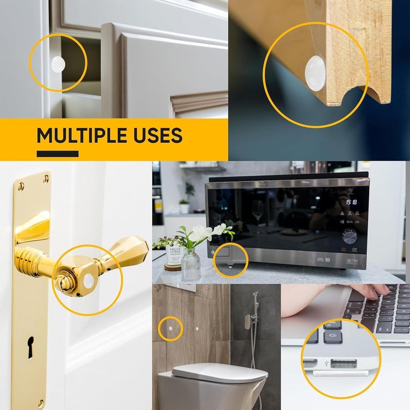 Vellax 128 Clear Cabinet Bumper Pads â€“ Self-Adhesive Silicone Set with 5 Unique Shapes for Doors, Drawers & Furniture â€“ Premium Sound Dampening Pads for Surface Protection - Image 3