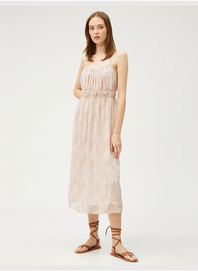 كوتون Chiffon Midi Dress Strappy Elastic Waist