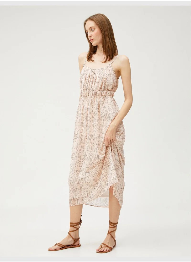 كوتون Chiffon Midi Dress Strappy Elastic Waist