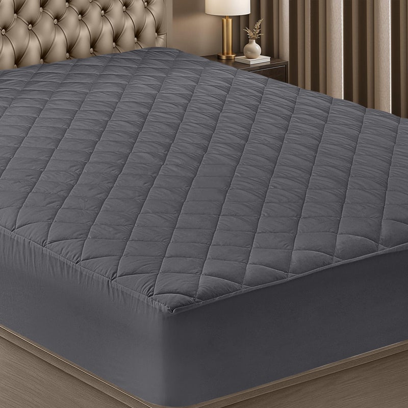 Utopia Bedding Quilted Fitted Mattress Pad, Queen Size, Elastic Fitted Mattress Topper Protector and Cover Stretches up to 16 Inches Deep, Machine Washable (Grey) - Image 1